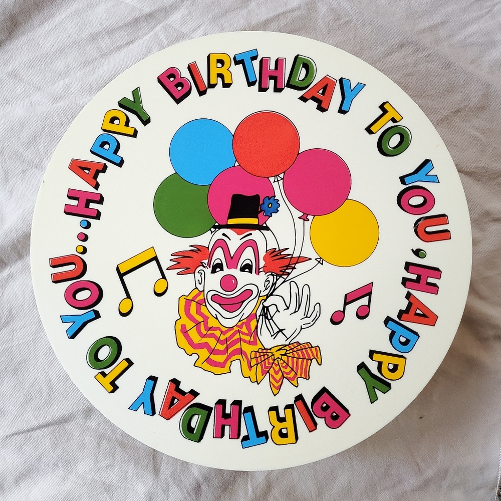 Cooks Tools | Vintage Plastic Rotating Musical Birthday Plate Clown